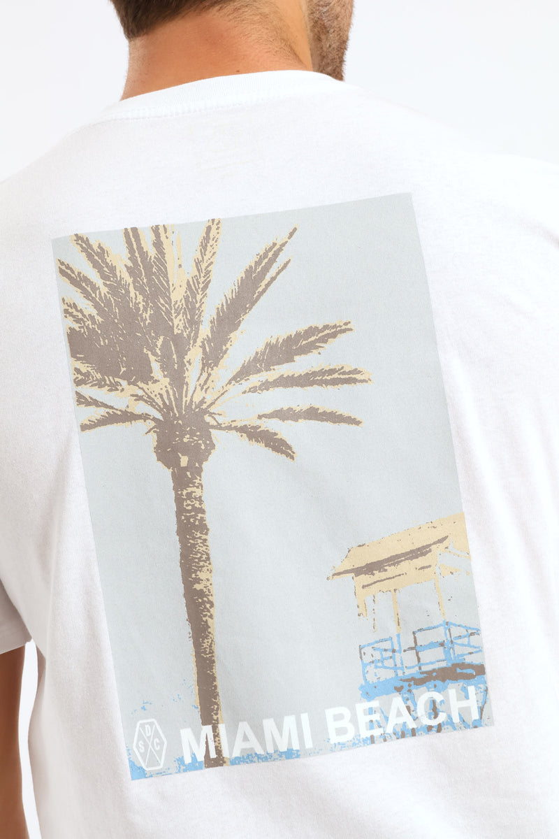 Playas De Miami Front & Back Tee - White
