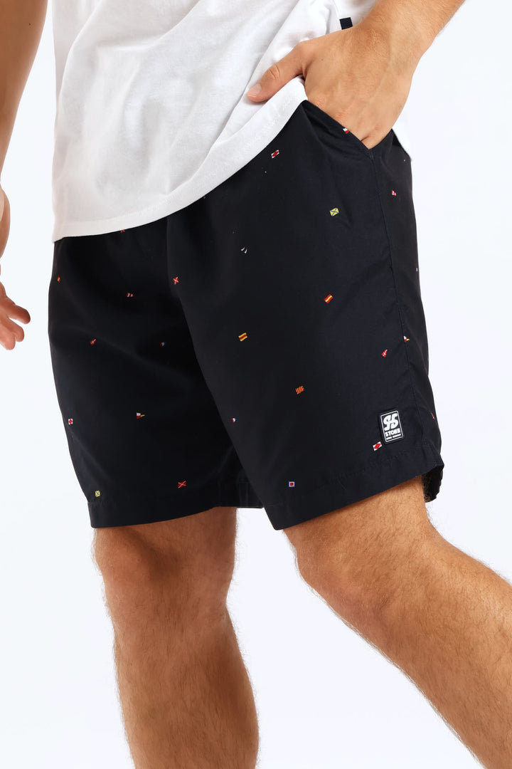 Flag Swim Short - Navy