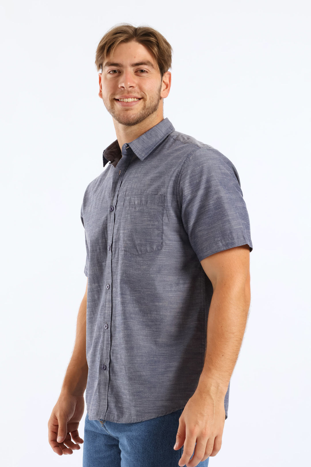 Ringspun Slub Button Down Shirt - Blue