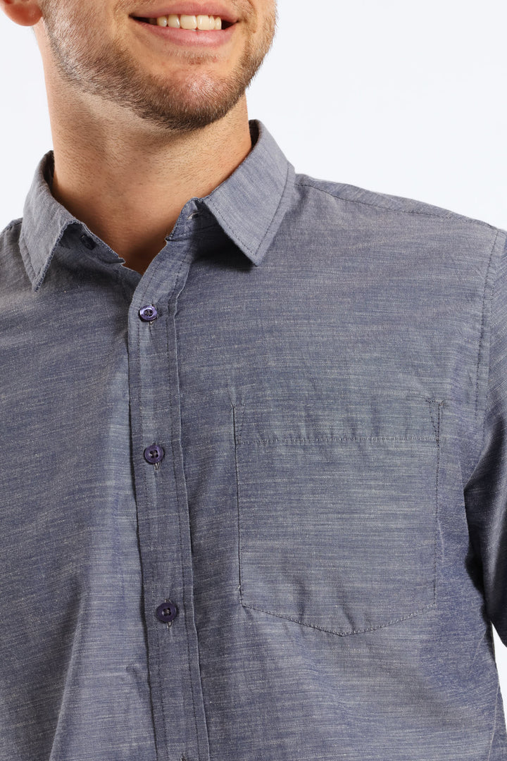 Ringspun Slub Button Down Shirt - Blue