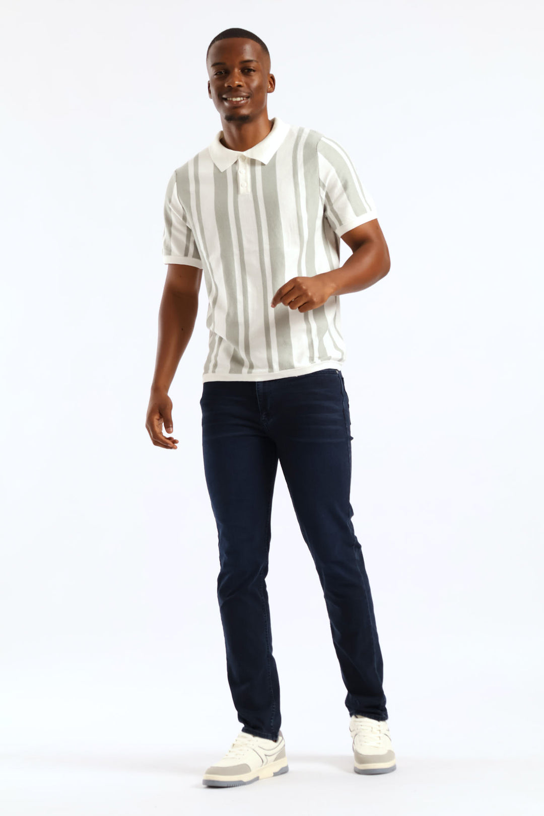 Stripe Knit Golfer - Off White