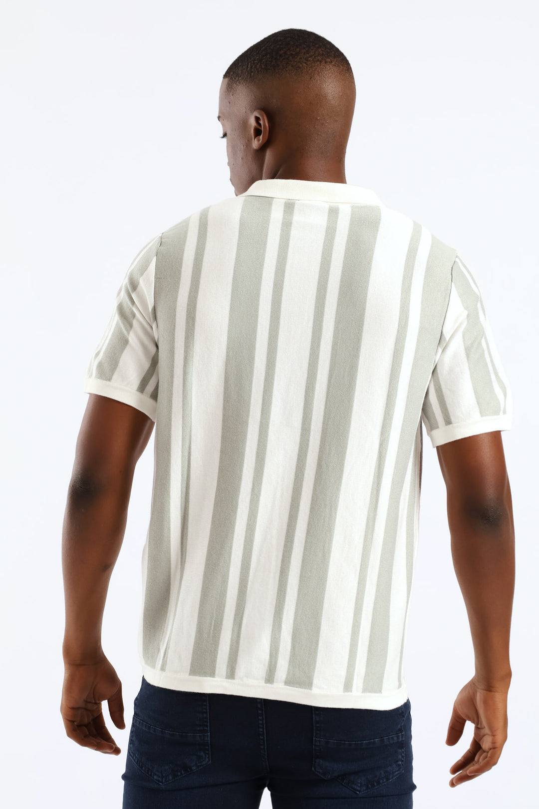 Stripe Knit Golfer - Off White