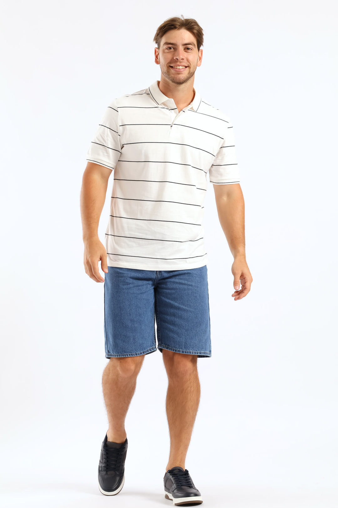 Thin Stripe Golfer - White/Navy