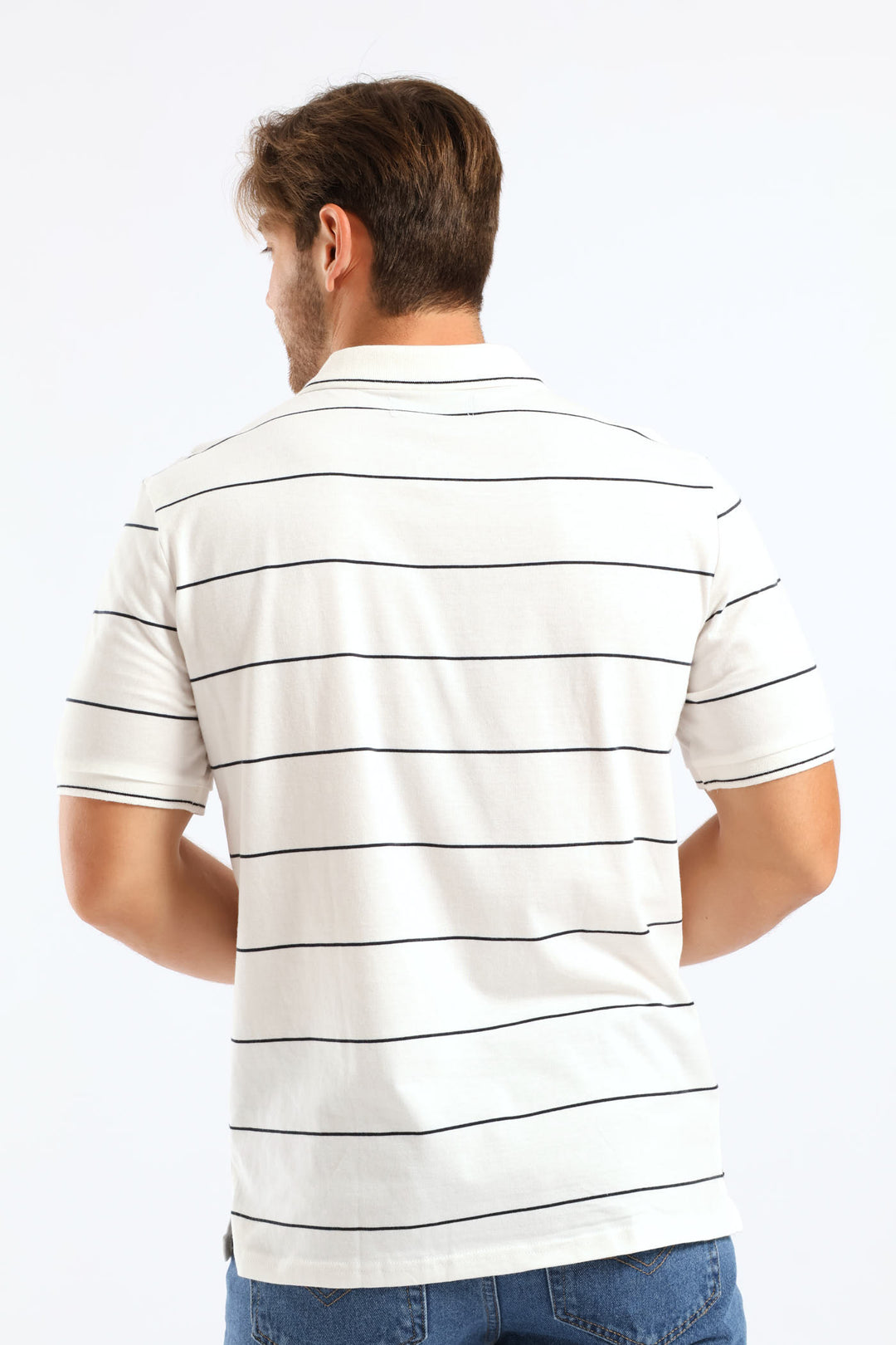 Thin Stripe Golfer - White/Navy