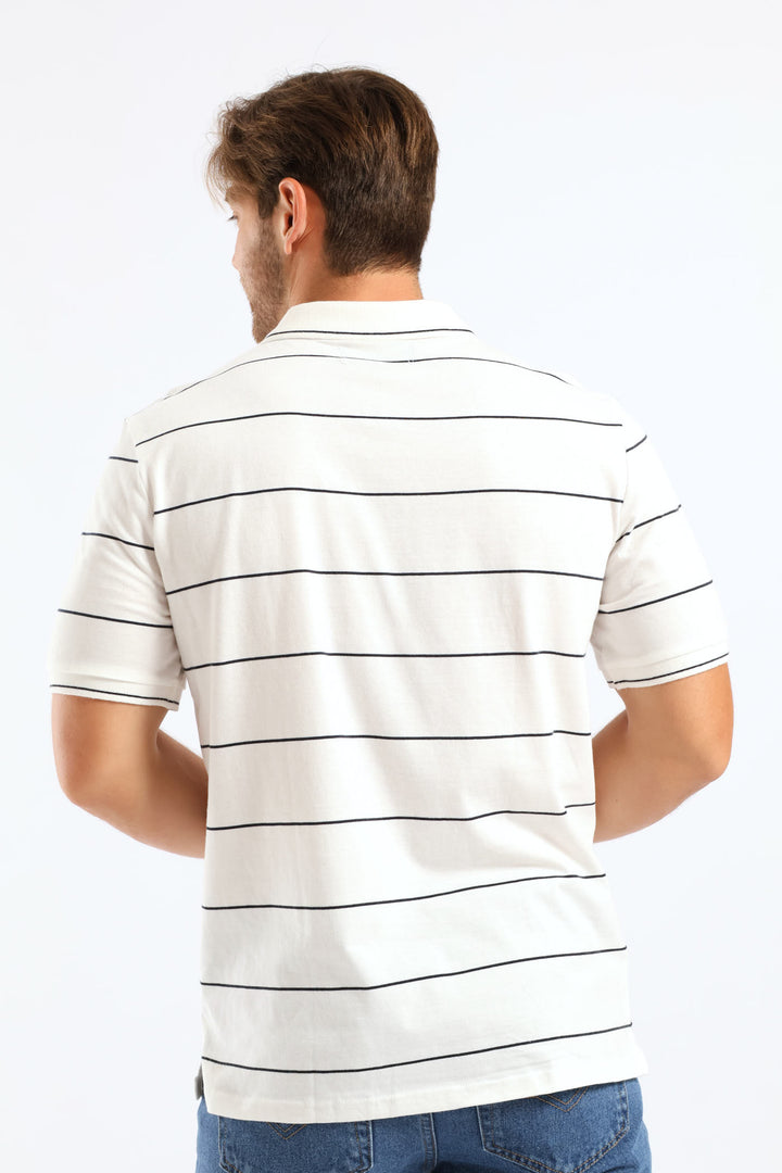 Thin Stripe Golfer - White/Navy