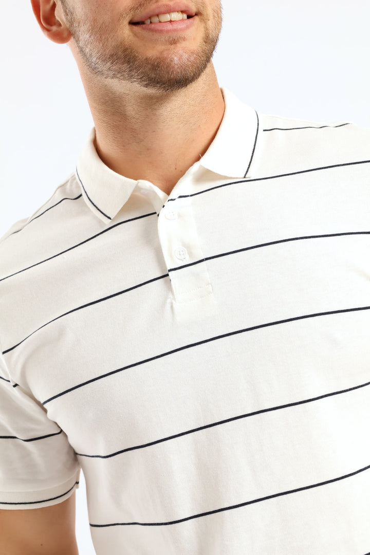 Thin Stripe Golfer - White/Navy