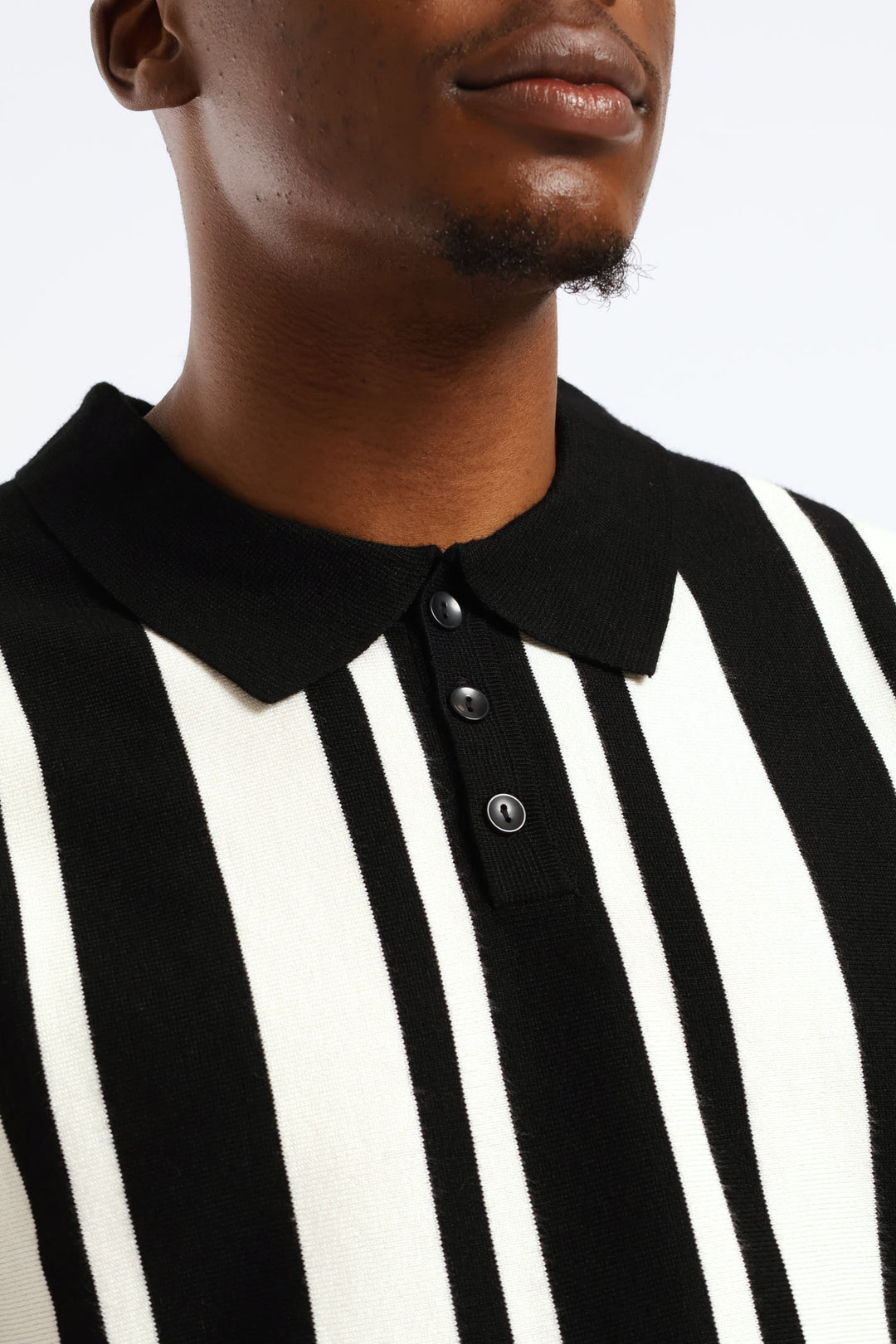 Stripe Knit Golfer - Ecru/Black