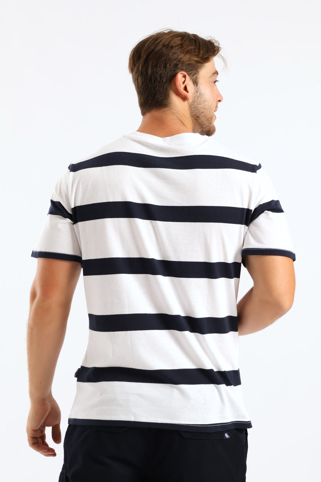 Wide Stripe Tee - White/Navy