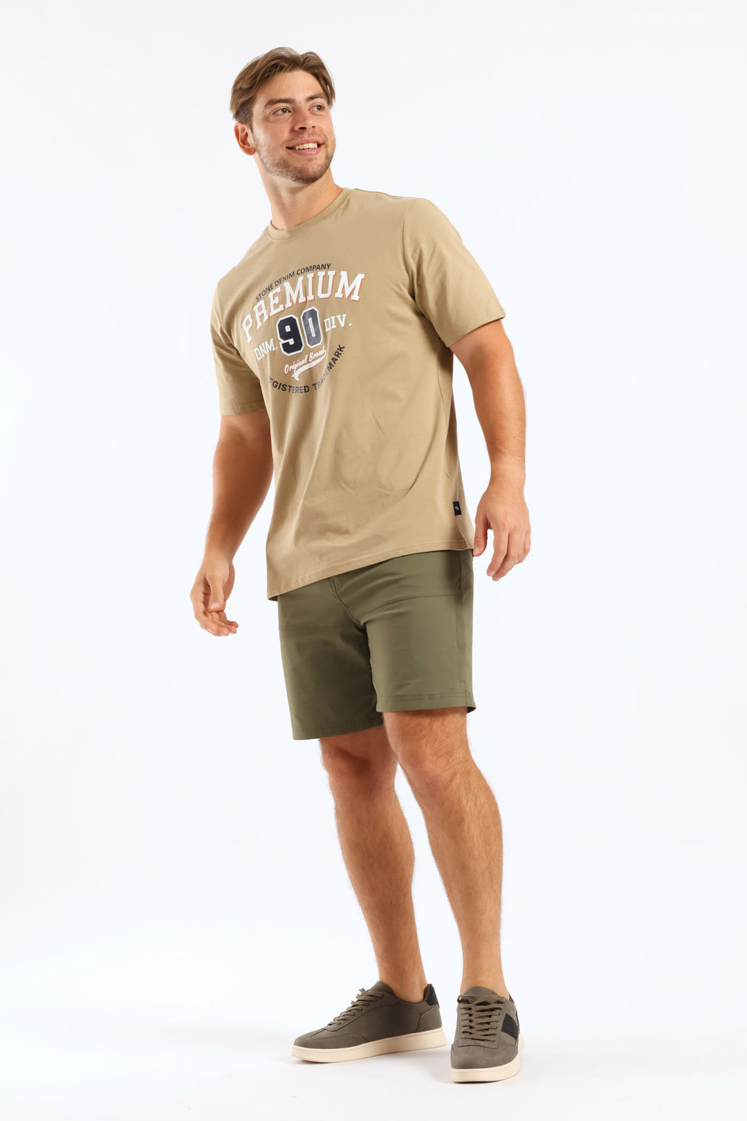 Premium Denim Brand Tee - Stone