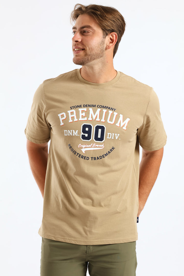 Premium Denim Brand Tee - Stone