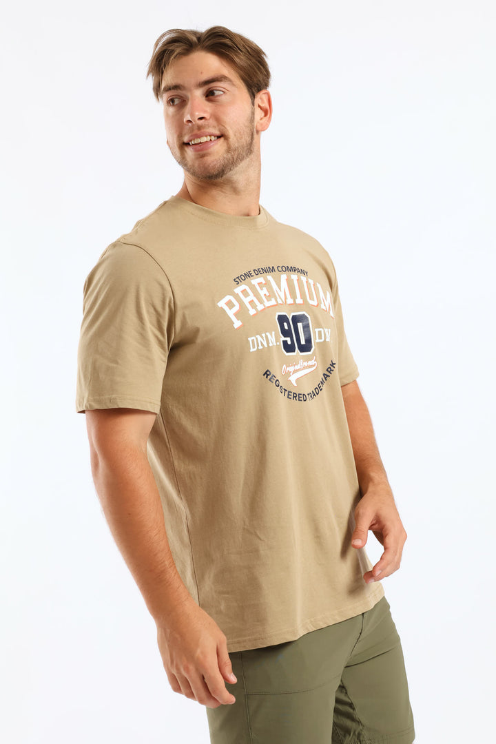 Premium Denim Brand Tee - Stone