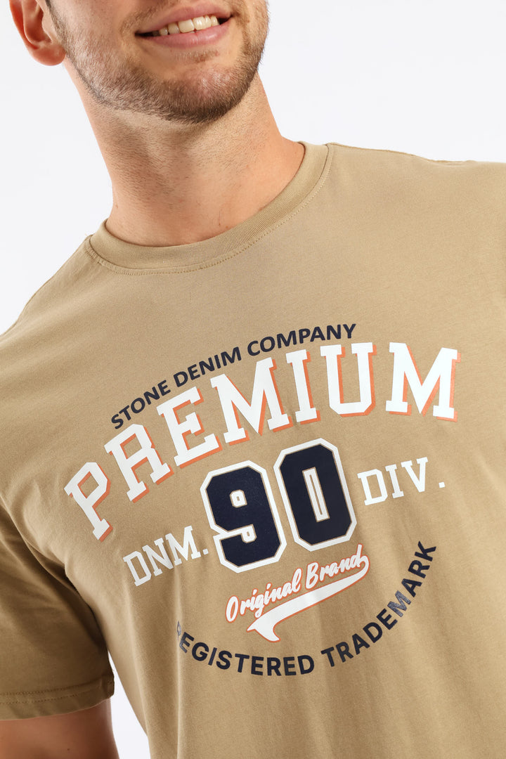 Premium Denim Brand Tee - Stone