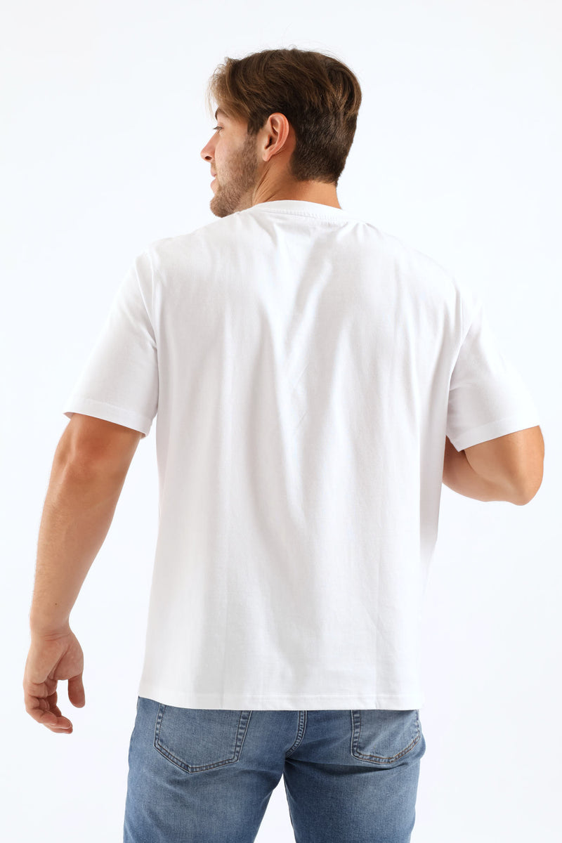 Indigo Blue Chest Print Tee - White
