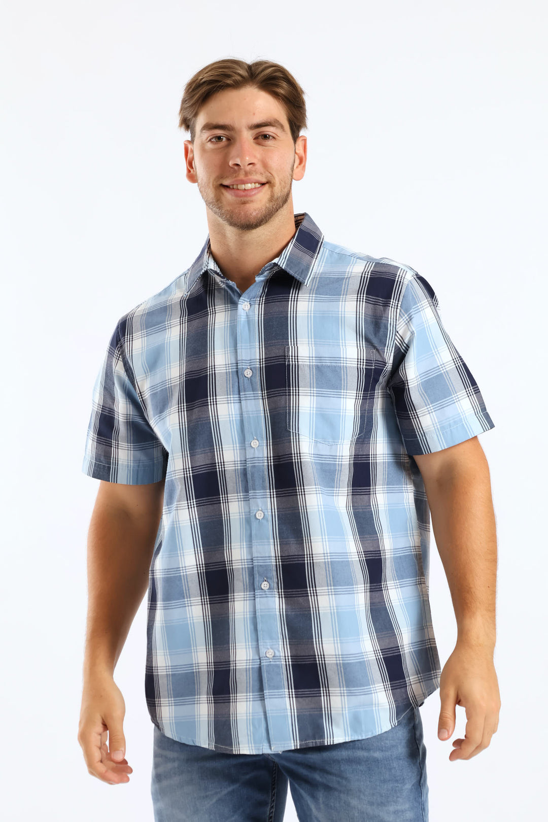 Check Button Down Shirt - Blue/Navy