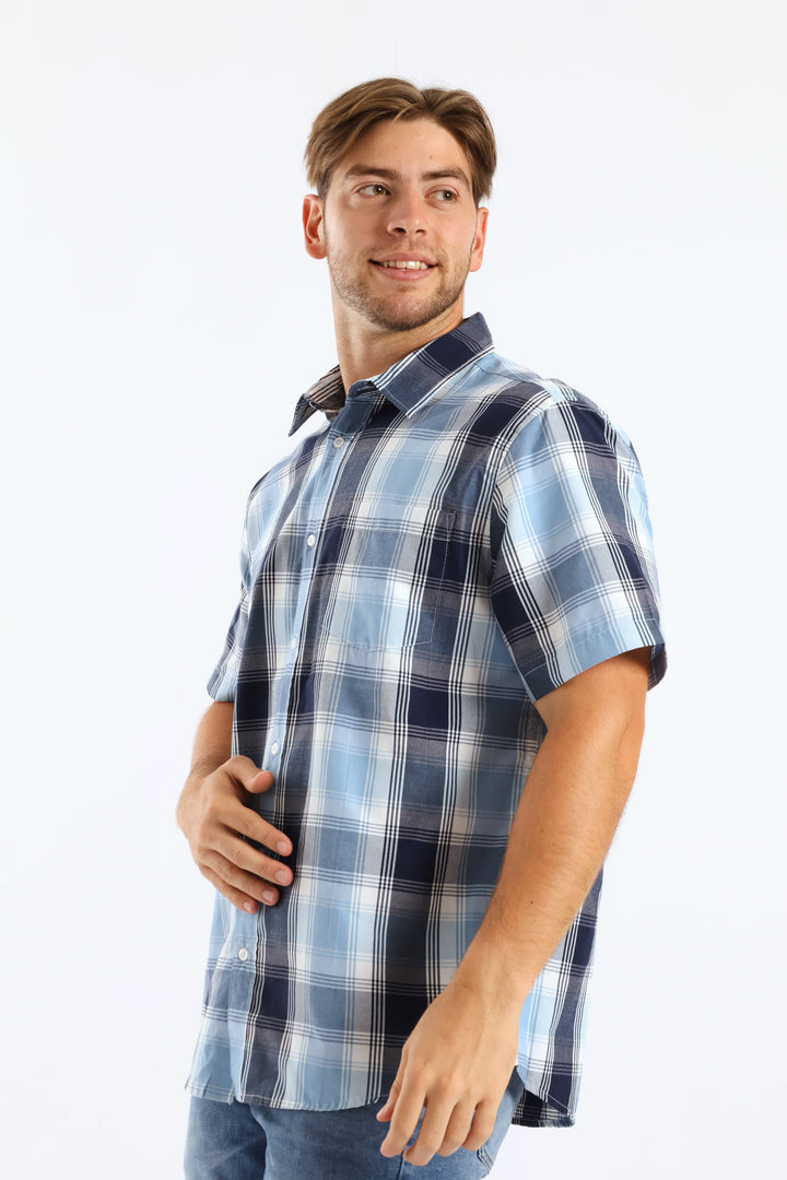 Check Button Down Shirt - Blue/Navy