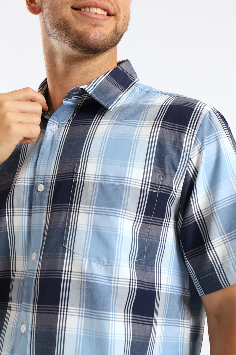 Check Button Down Shirt - Blue/Navy
