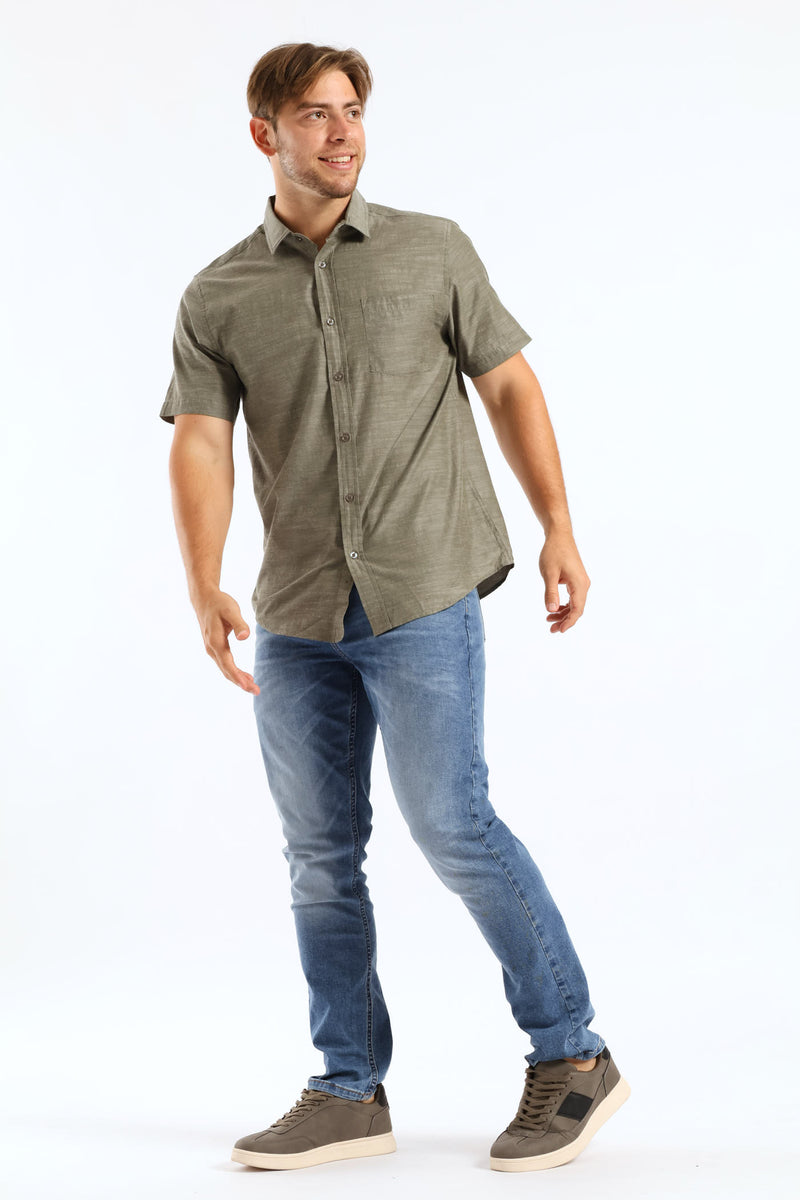 Ringspun Slub Button Down Shirt - Olive