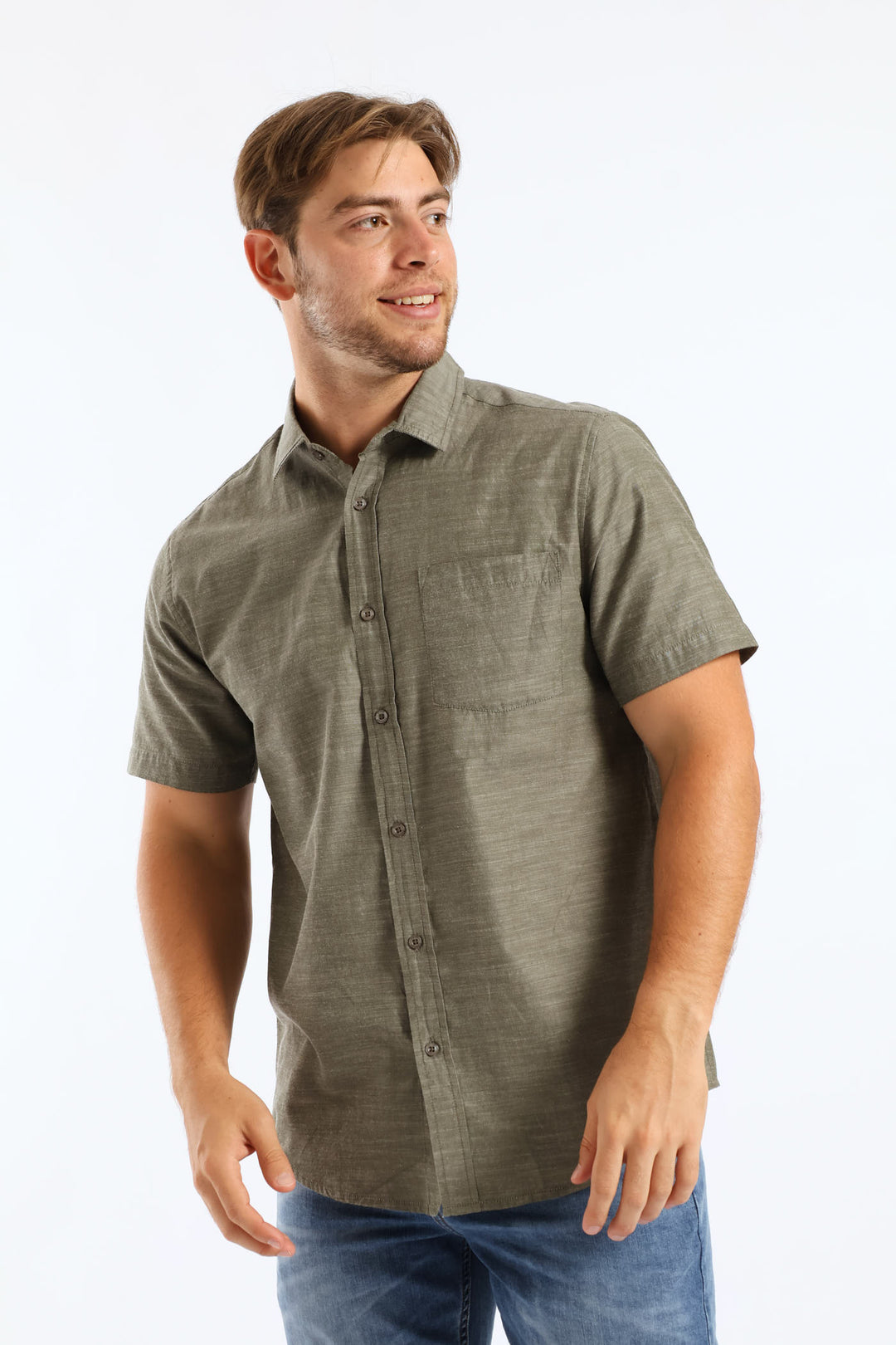 Ringspun Slub Button Down Shirt - Olive