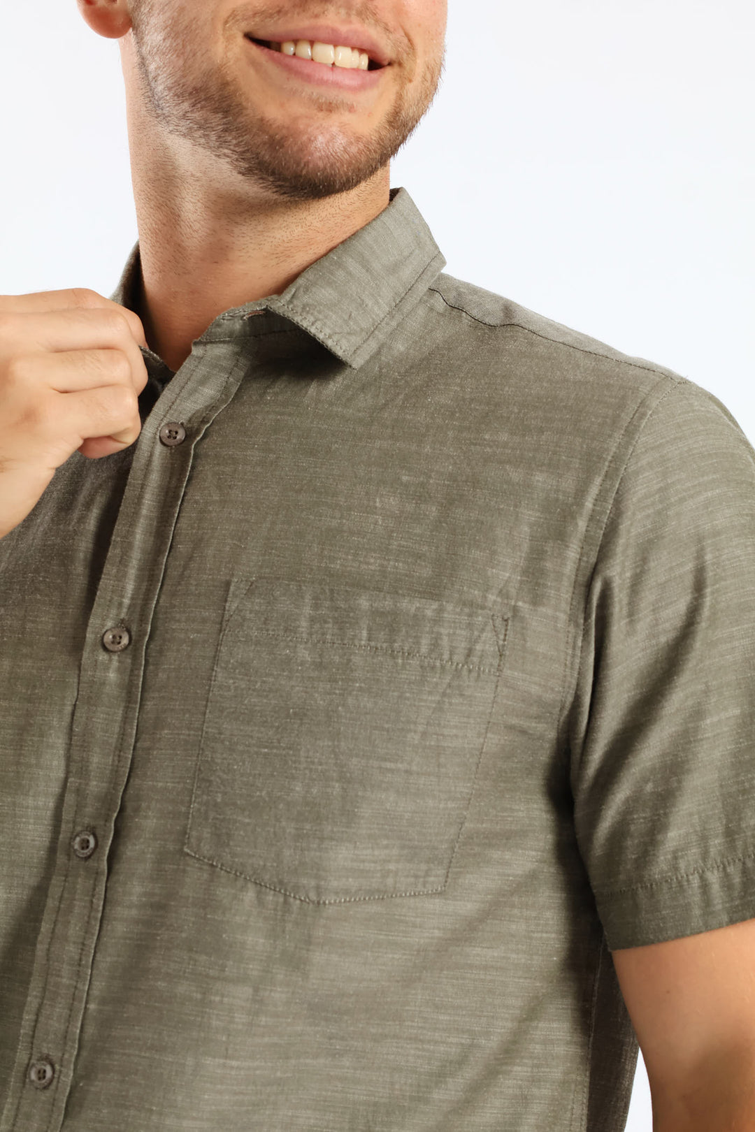 Ringspun Slub Button Down Shirt - Olive