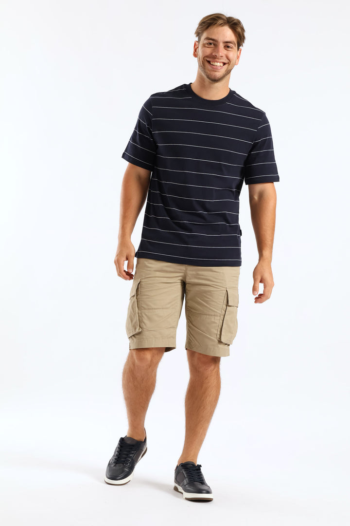 Thin Stripe Tee - Navy
