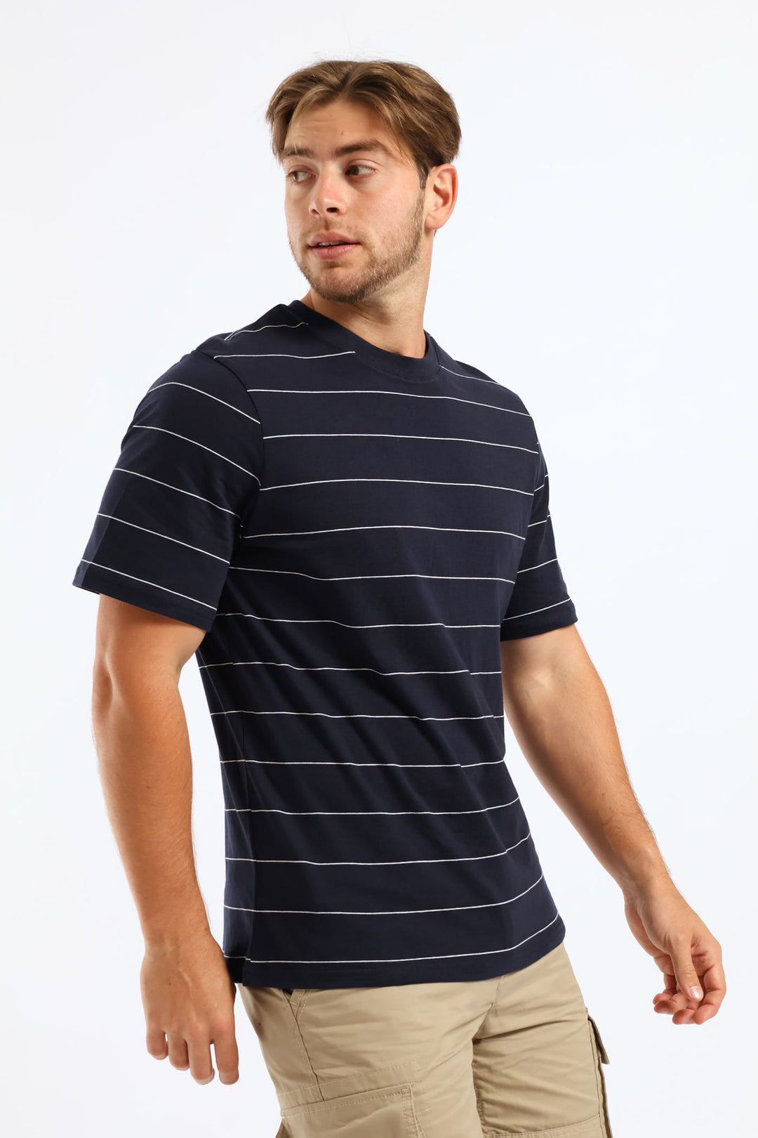 Thin Stripe Tee - Navy