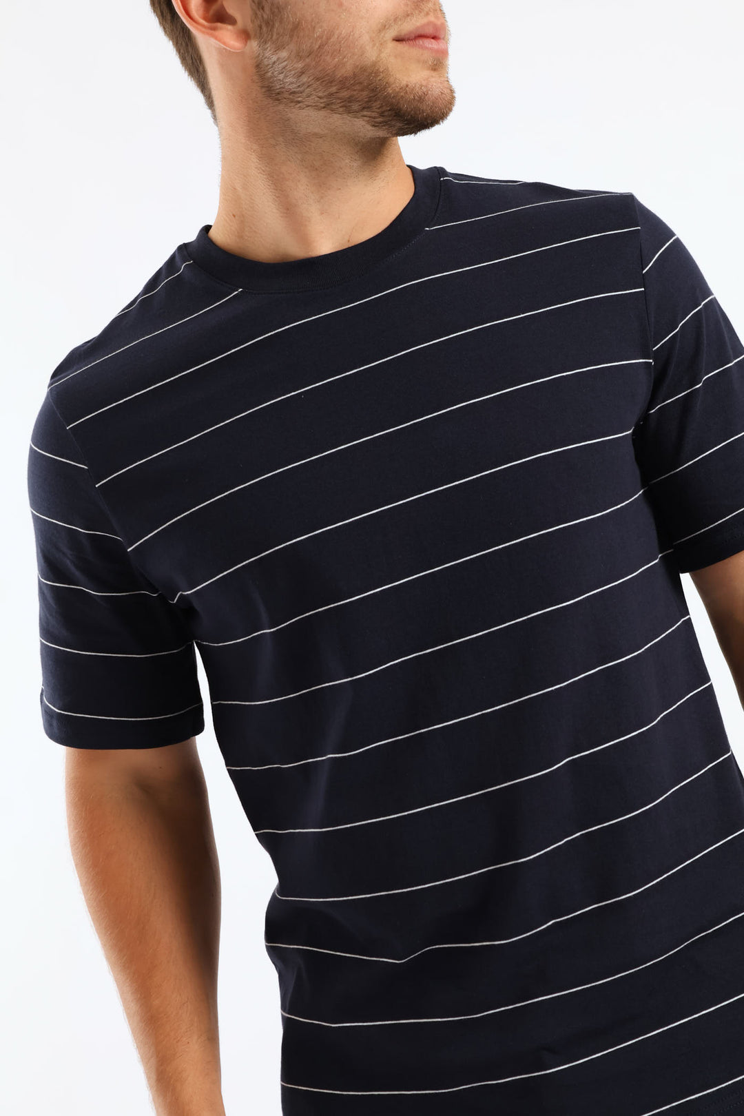 Thin Stripe Tee - Navy