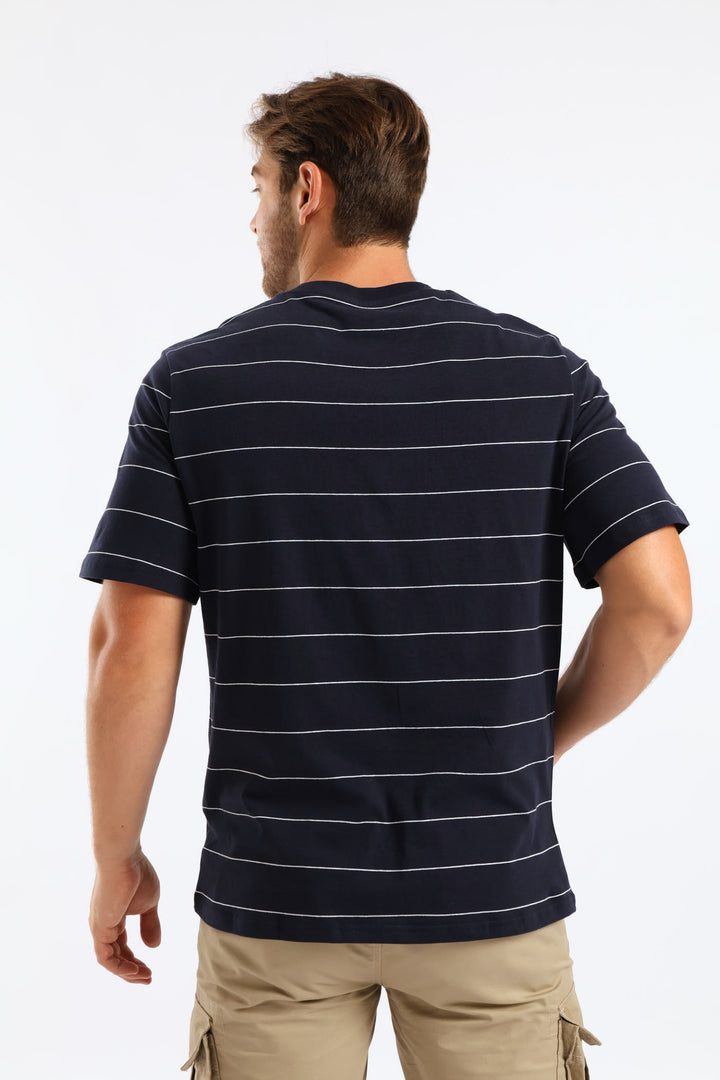 Thin Stripe Tee - Navy