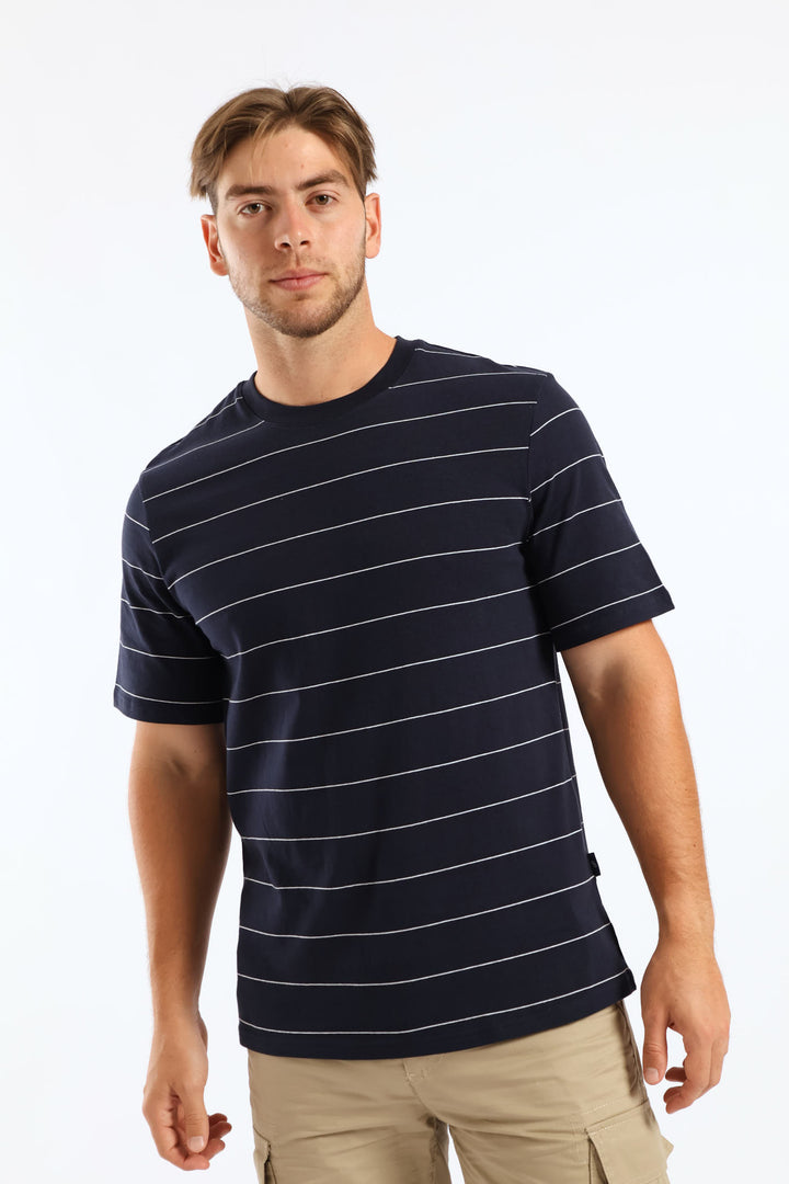 Thin Stripe Tee - Navy