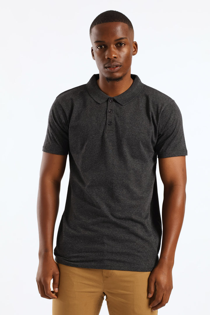 Short Sleeve Basic Golfer - Grey Melange