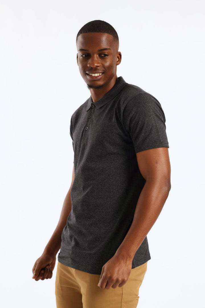 Short Sleeve Basic Golfer - Grey Melange