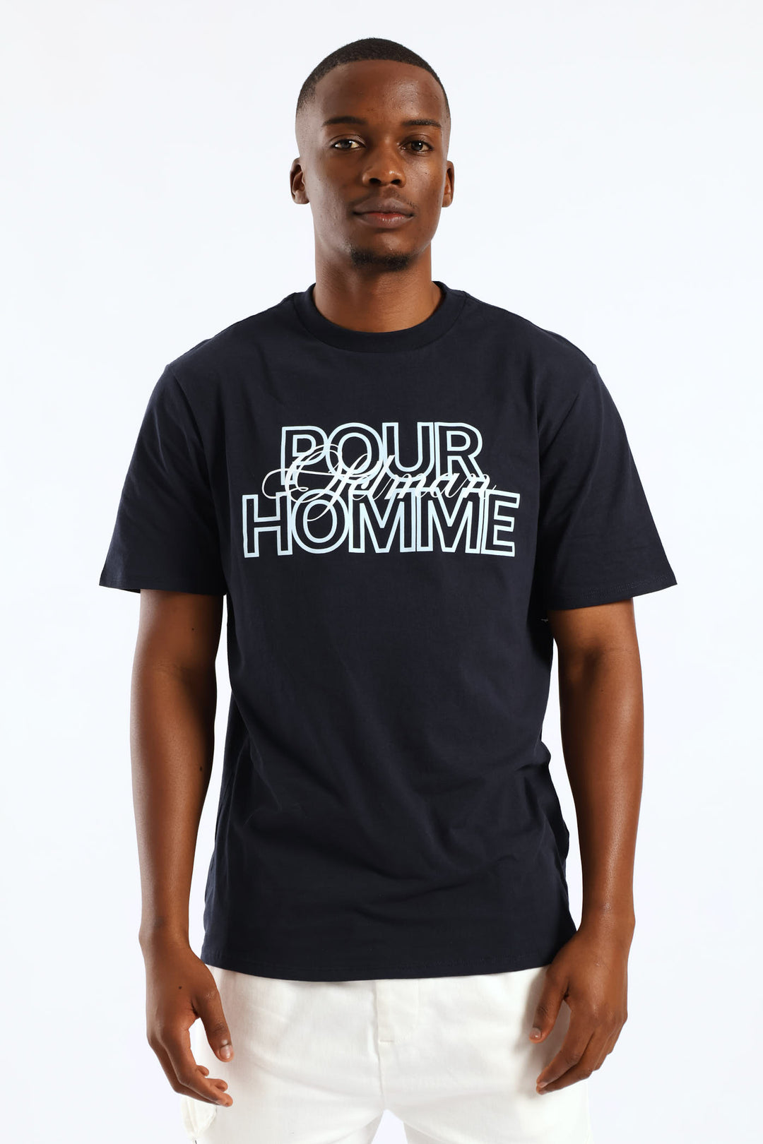 Basic Print Tee - Navy