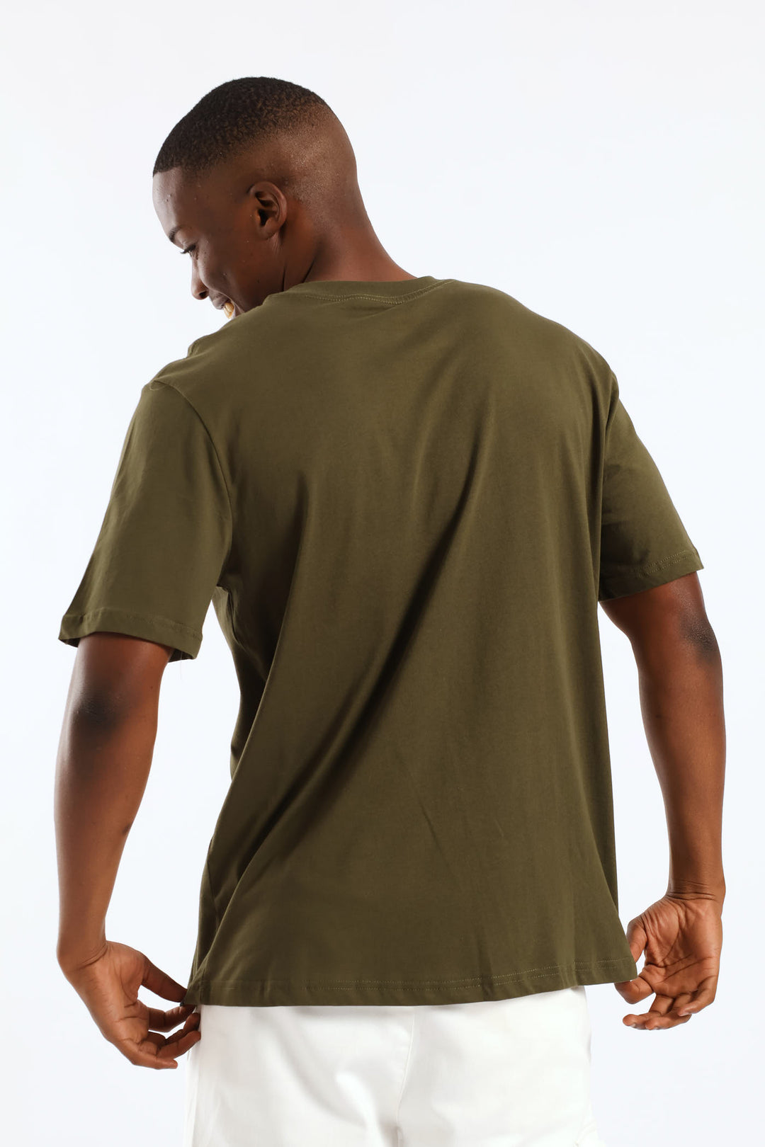 Skull Front Print Tee - Olive