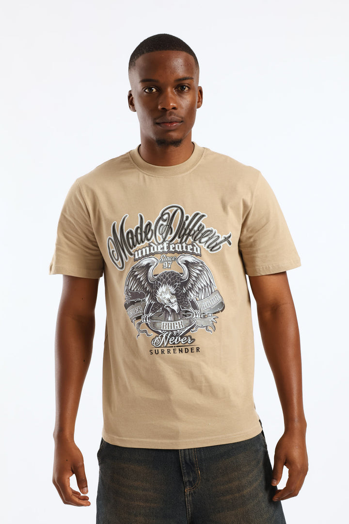 Eagle Print Tee - Taupe