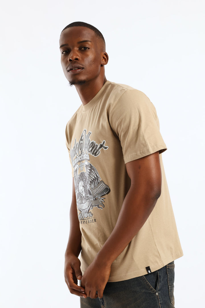 Eagle Print Tee - Taupe