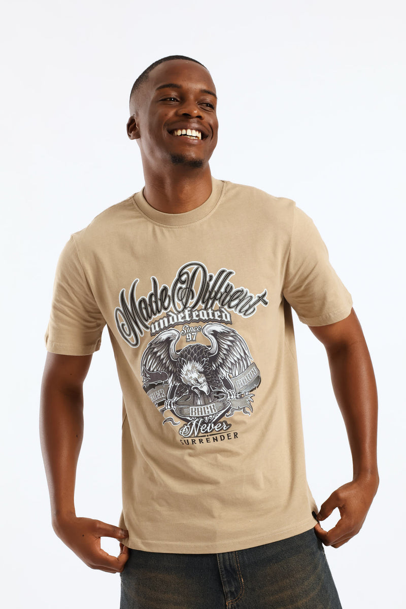Eagle Print Tee - Taupe