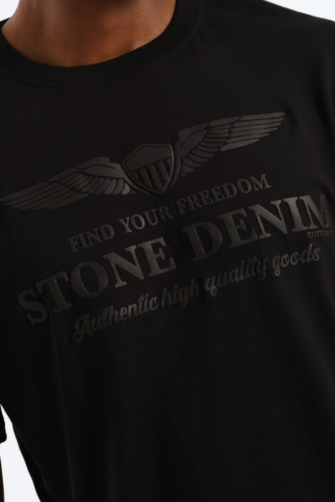 Wings Shield Puff Print Tee - Black