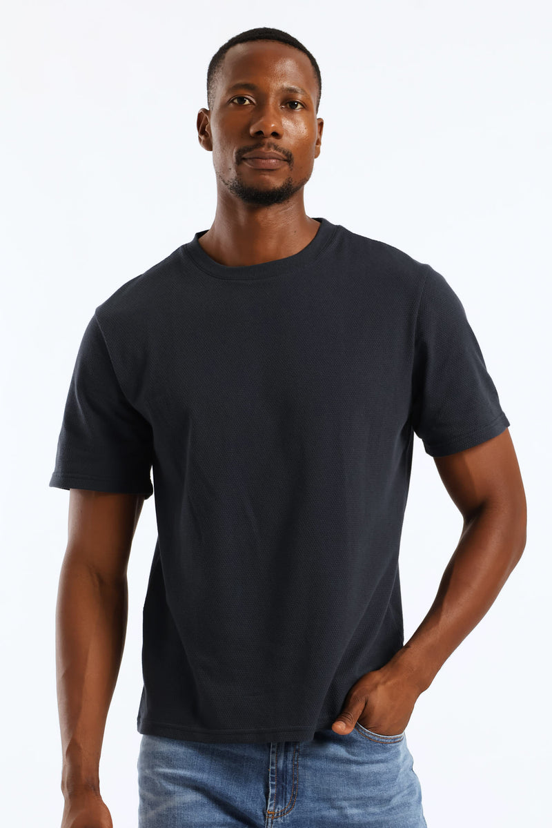 Jacquard Pineapple Tee - Navy