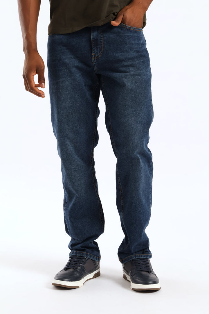 Mid Wash Straight Leg Denim - Mid Wash