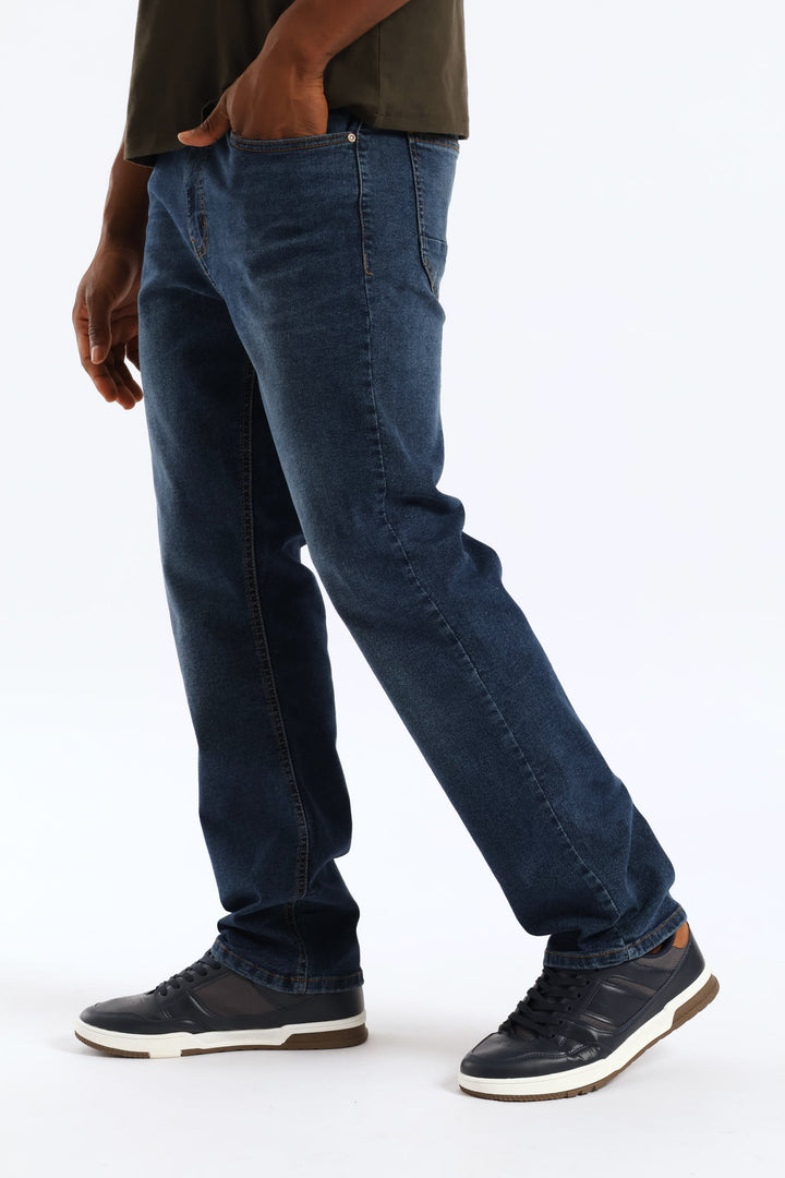 Mid Wash Straight Leg Denim - Mid Wash