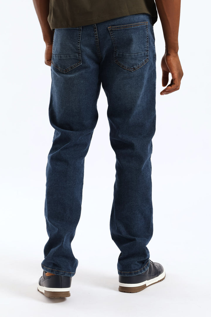 Mid Wash Straight Leg Denim - Mid Wash