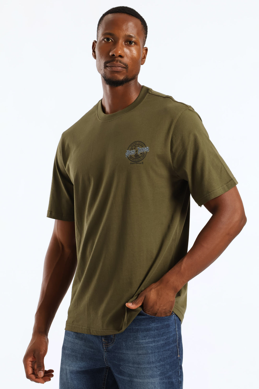 Aces Jeans Front & Back Tee - Olive