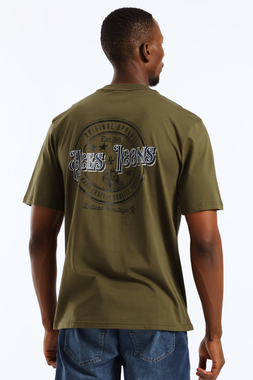 Aces Jeans Front & Back Tee - Olive