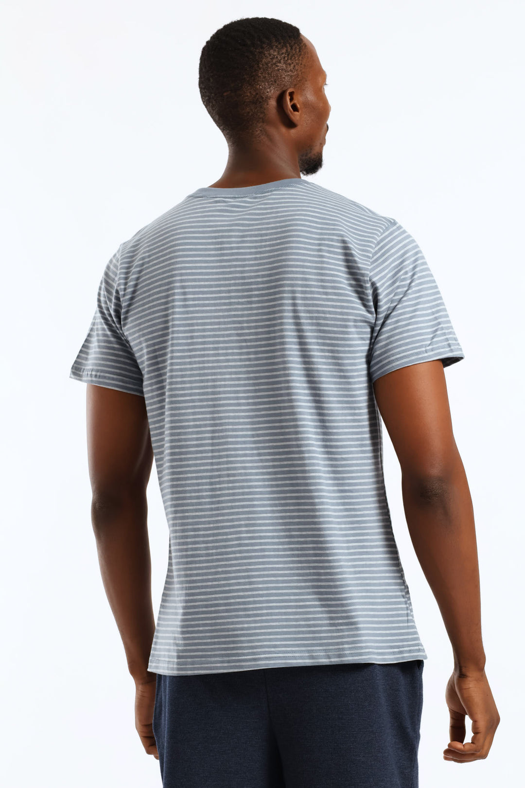 Feather Stripe Henley Top - Cream/Blue