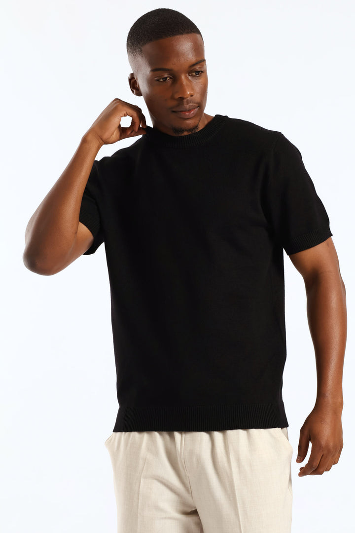 Slim Smart Knit Tee - Black