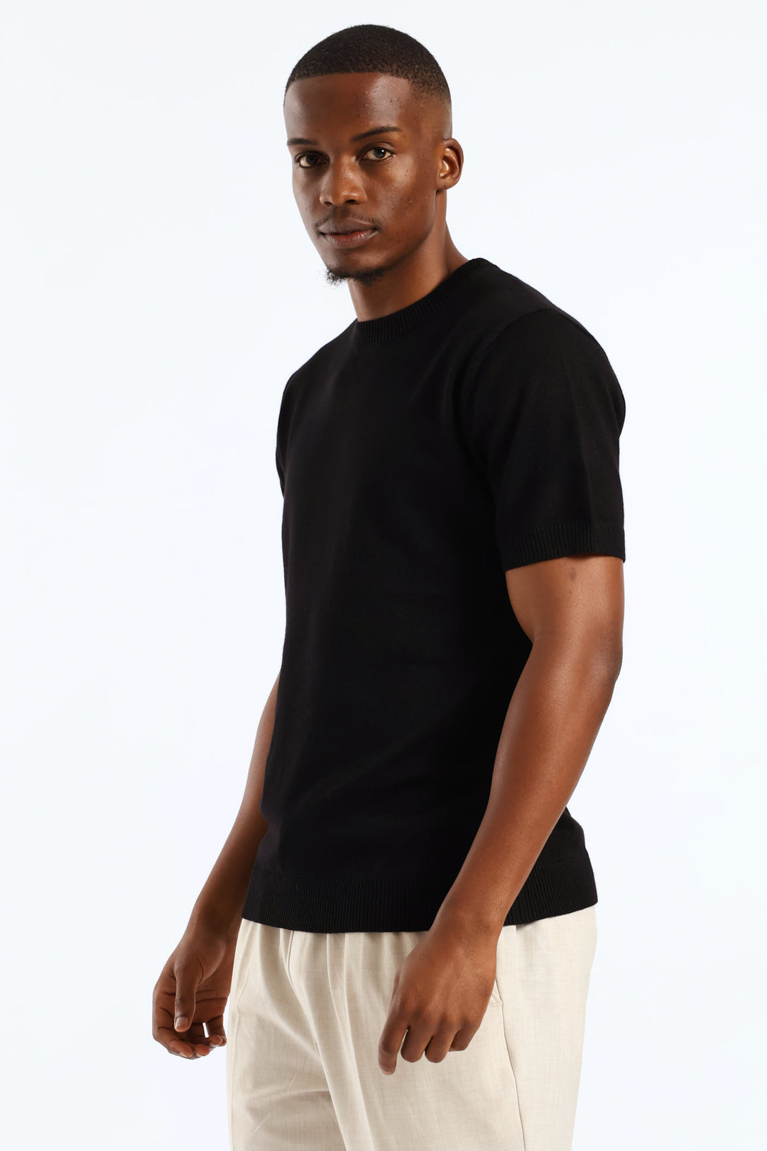 Slim Smart Knit Tee - Black