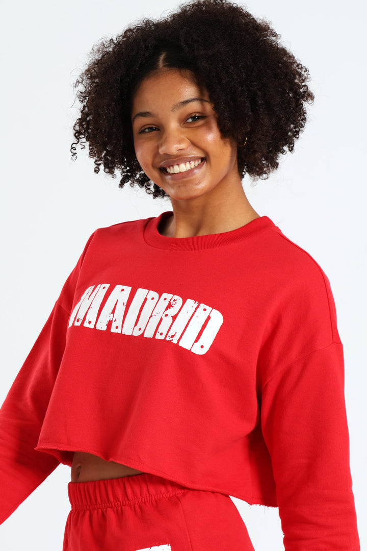Girls Long Sleeve Fleece Tennis Top - Red