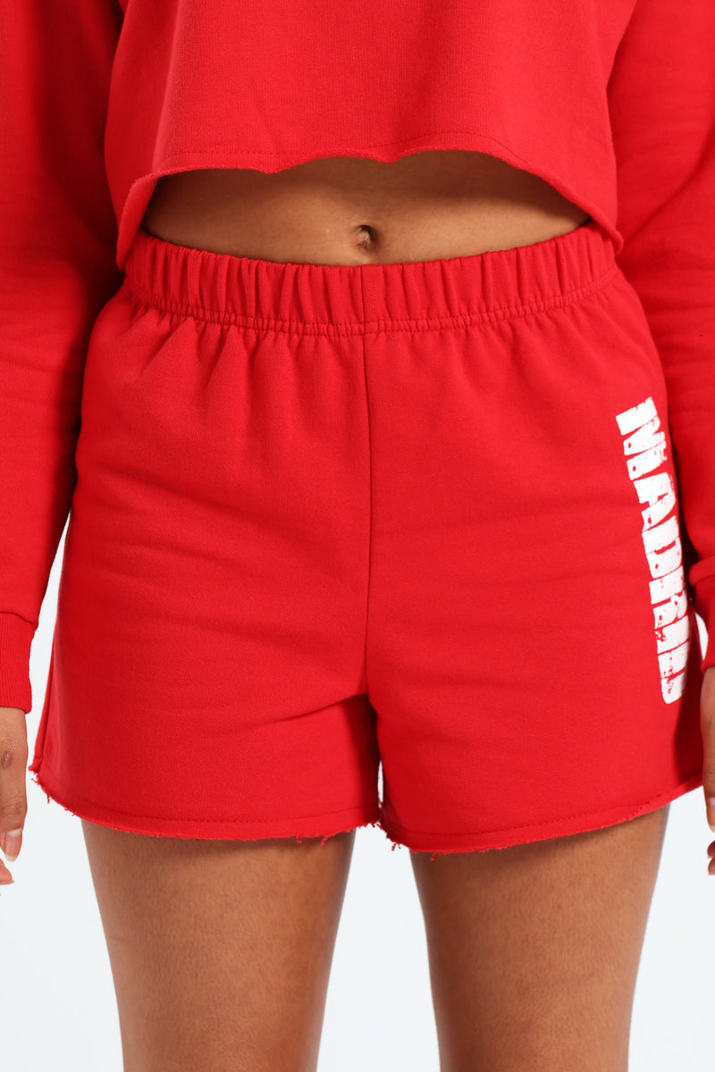 Girls Fleece Tennis Shorts - Red
