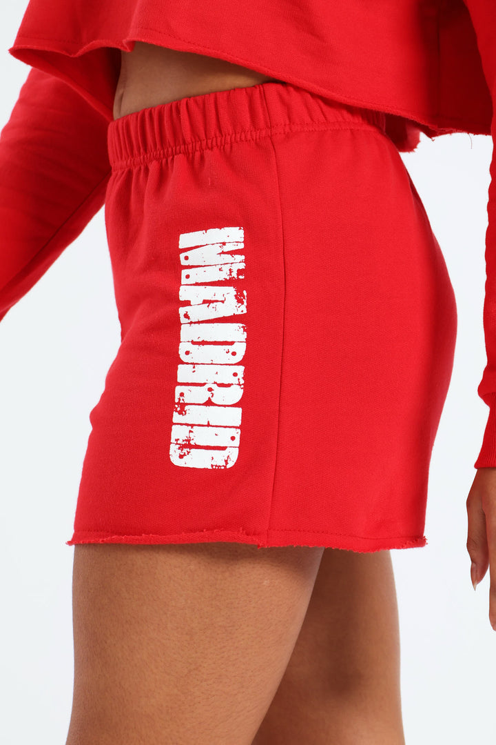 Girls Fleece Tennis Shorts - Red