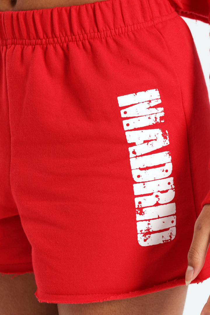 Girls Fleece Tennis Shorts - Red