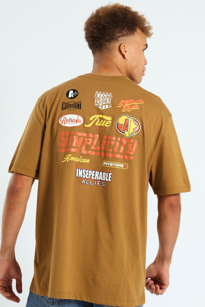 Badge Front & Back Tee - Khaki